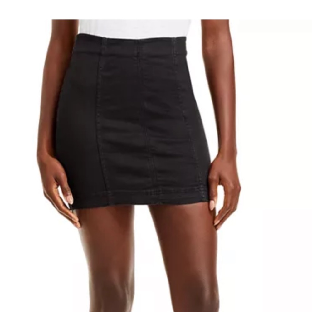 Free People Denim Mini Skirt in Black